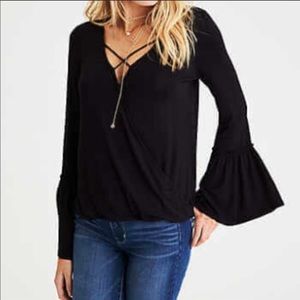 Bell sleeve black top